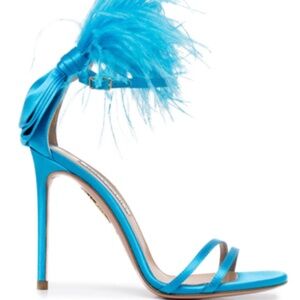 Aquazzura Concerto Satin Feather Sandals 105 - Size 39